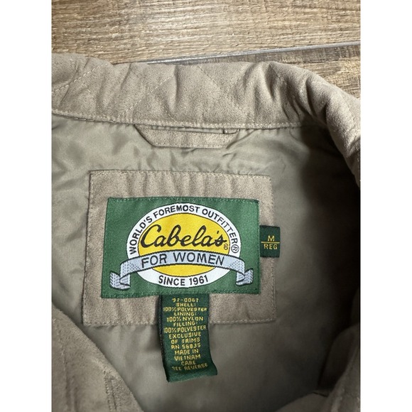 Cabelas Brown Faux Suede Insulated Vest Womens Medium M Winter Collared Quilted - Picture 3 of 6